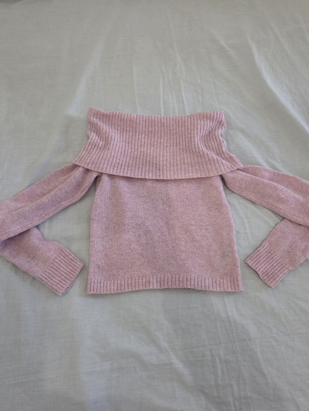 Cinder Pink Off-The-Shoulder Long Sleeve Knit Cozy Sweater